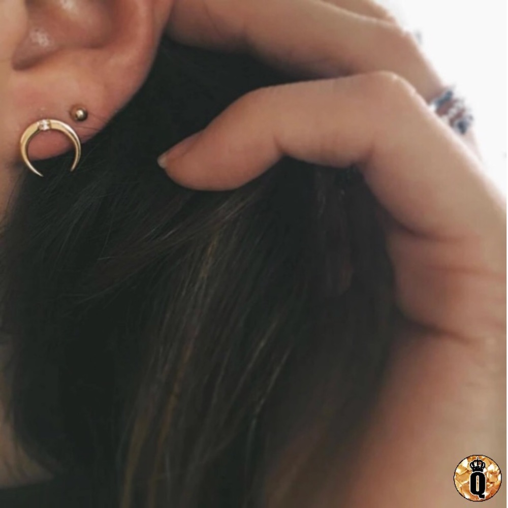 🔴5/$15🔴CLEARANCE Gold Horn Crystal Earrings NEW - Picture 7 of 7